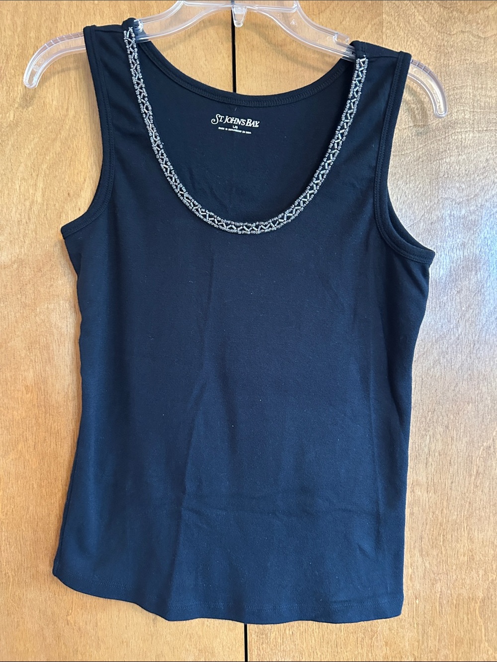 St. John's Bay Black Tank with Silver Beaded Neckline
